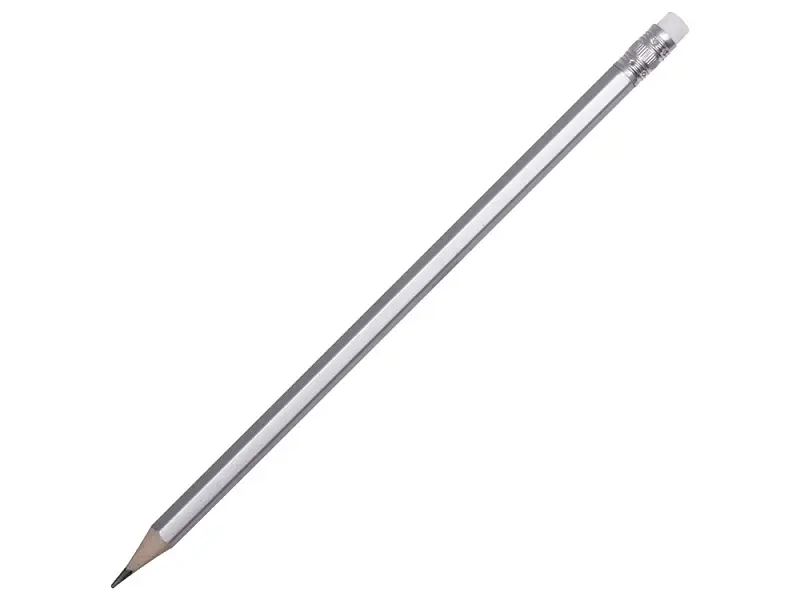 Шестигранный карандаш с ластиком Presto, серебряный - 14003.00