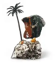 Часы «Пальмовый рай» из яшмы с бронзой, 29х17х11 см