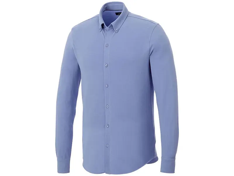 Мужская рубашка Bigelow из пике с длинным рукавом, светло-синий - 3817640XS