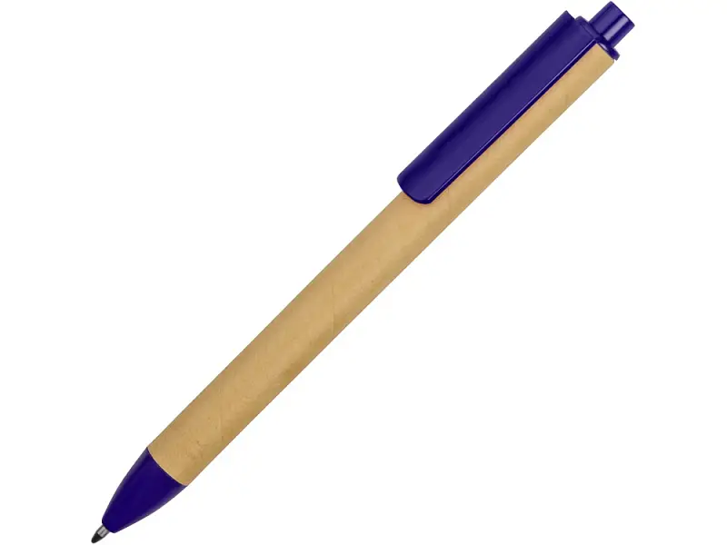 Ручка картонная пластиковая шариковая Эко 2.0, бежевый/синий - 18380.02