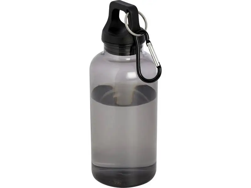 Бутылка для воды с карабином Oregon из переработанной пластмассы, 400 мл - Черный - 10077890