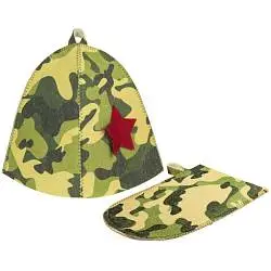Банный набор Partisan, рукавица: 23х29 см; шапка 66 см; упаковка: 35х25 см