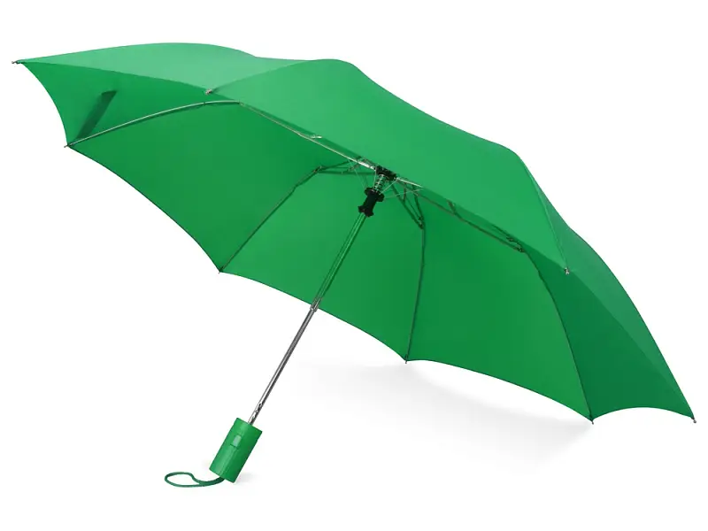Зонт складной Tulsa, полуавтоматический, 2 сложения, с чехлом, зеленый - 979023