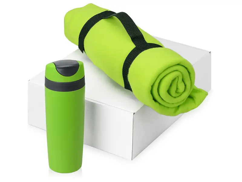 Подарочный набор Cozy с пледом и термокружкой, зеленый - 700360.03