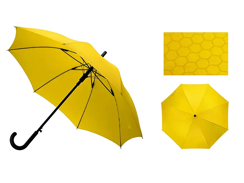 Зонт-трость полуавтомат Wetty с проявляющимся рисунком, желтый - 909204