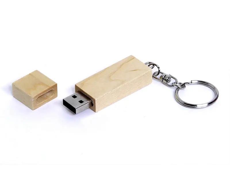 USB-флешка на 4 Гб прямоугольная форма, колпачек с магнитом, натуральный - 6602.4.06