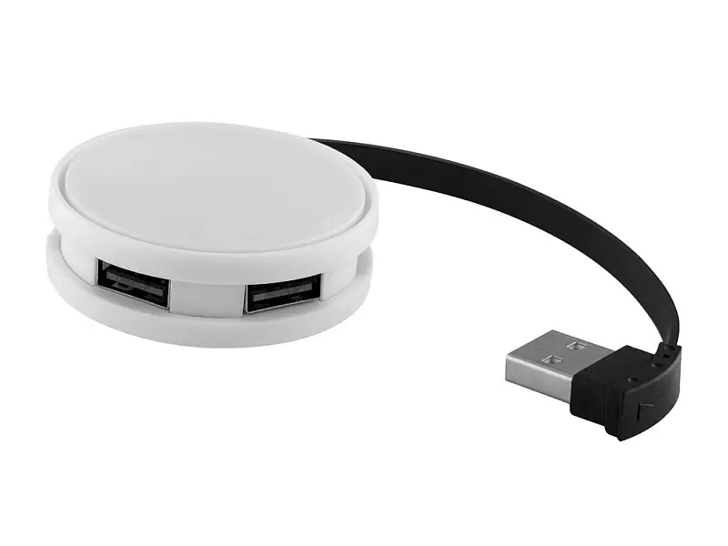 USB Hub Round, на 4 порта, белый/черный - 13419100