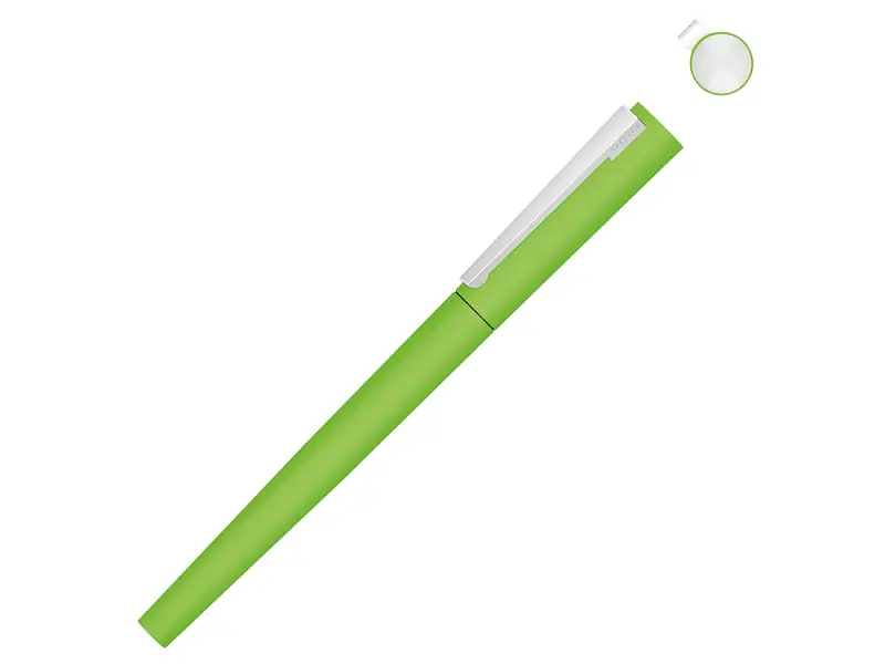 Ручка металлическая роллер Brush R GUM soft-touch с зеркальной гравировкой, зеленое яблоко - 188019.13