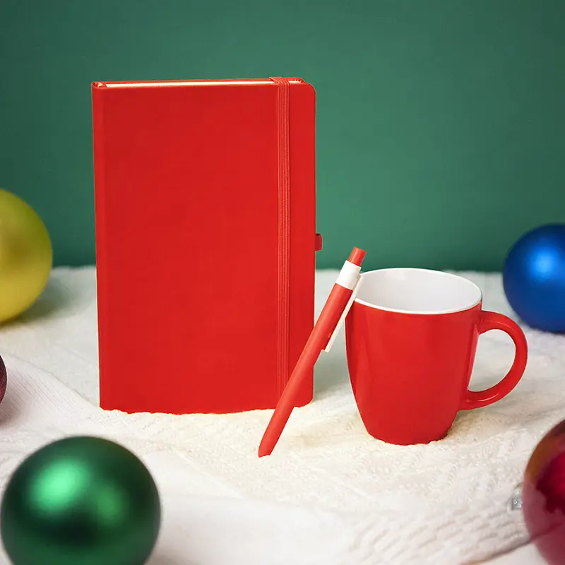 Подарочный набор HAPPINESS: блокнот, ручка, кружка, красный - 39483/08