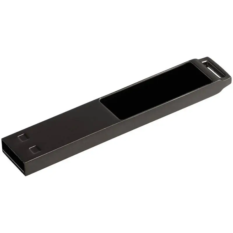 Флешка markBright Black с синей подсветкой, 6,6х1,3х0,5 см; шильд: 3х1,1 см; коробка 7,5х2,5х1 см