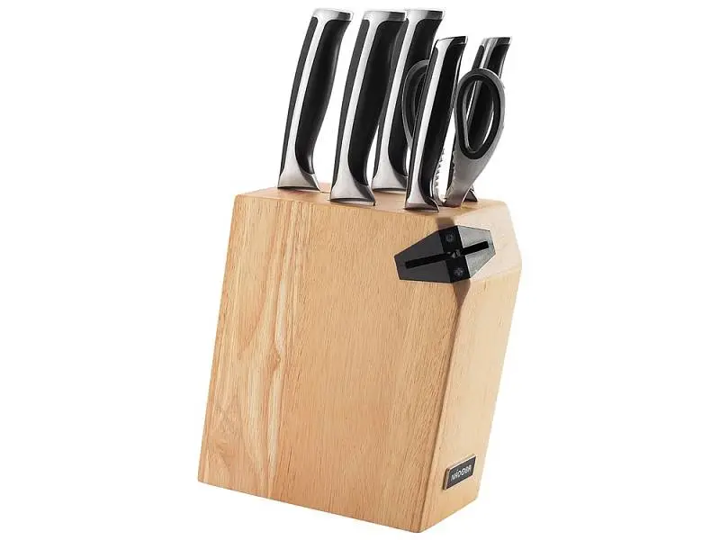 Набор из 5 кухонных ножей, ножниц и блока для ножей с ножеточкой, NADOBA, серия URSA - 247261