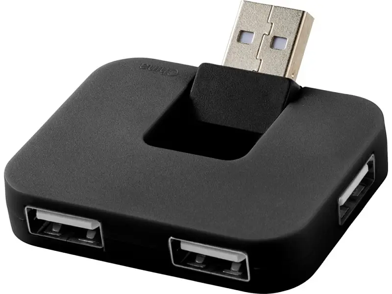USB Hub Gaia на 4 порта, черный - 12359800