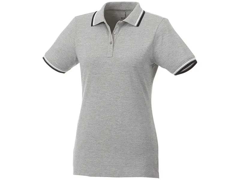 Женская футболка поло Fairfield с коротким рукавом с проклейкой, серый меланж/темно-синий/белый - 3810396XS