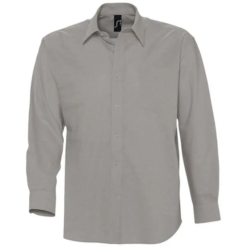 Рубашка мужская с длинным рукавом Boston серая, размер S - 1836.131