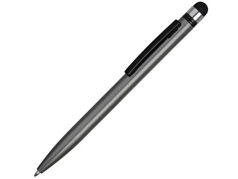 Ручка-стилус металлическая шариковая Poke, серый/черный - 13471.12