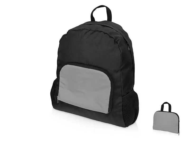 Рюкзак складной Reflector со светоотражающим карманом, темно-серый/серебристый - 956038