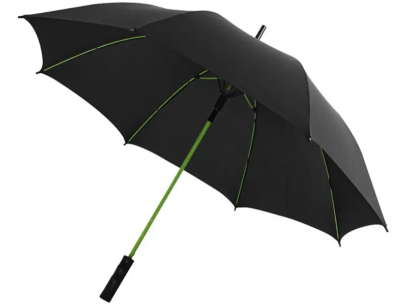 Зонт трость Spark полуавтомат 23, черный/лайм - 10908702