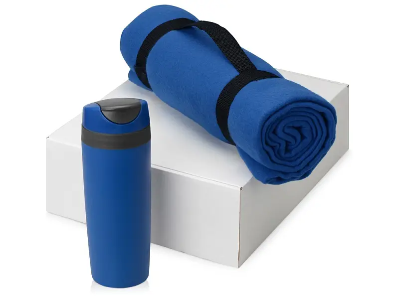 Подарочный набор Cozy с пледом и термокружкой, синий - 700360.06