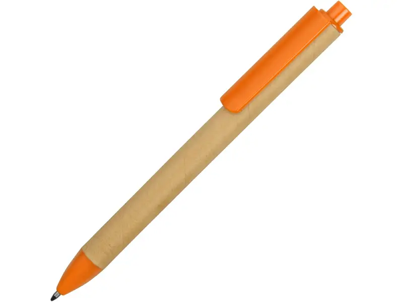 Ручка картонная пластиковая шариковая Эко 2.0, бежевый/оранжевый - 18380.13