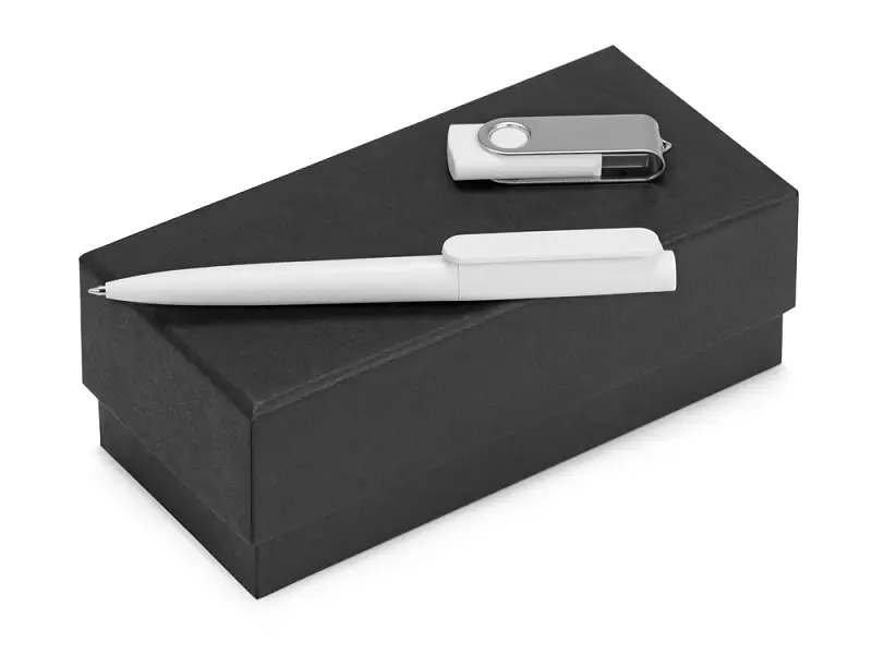 Подарочный набор Qumbo с ручкой и флешкой, белый - 700303.06