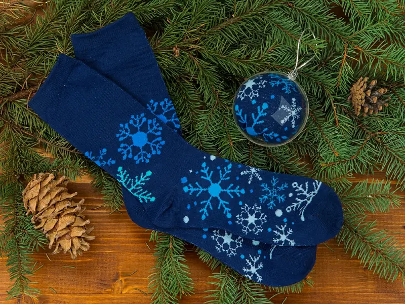 Носки в шаре Снежинка женские, синий - 790802