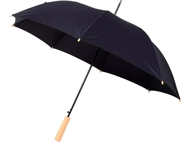 23-дюймовый автоматический зонт Alina из переработанного ПЭТ-пластика, черный - 10940001