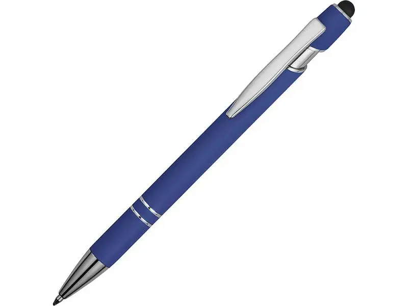 Ручка металлическая soft-touch шариковая со стилусом Sway, ярко-синий/серебристый - 18381.12