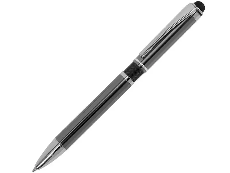 Ручка металлическая шариковая Isabella с анодированным покрытием и цветной вставкой, оружейная сталь и черны - 11583.07
