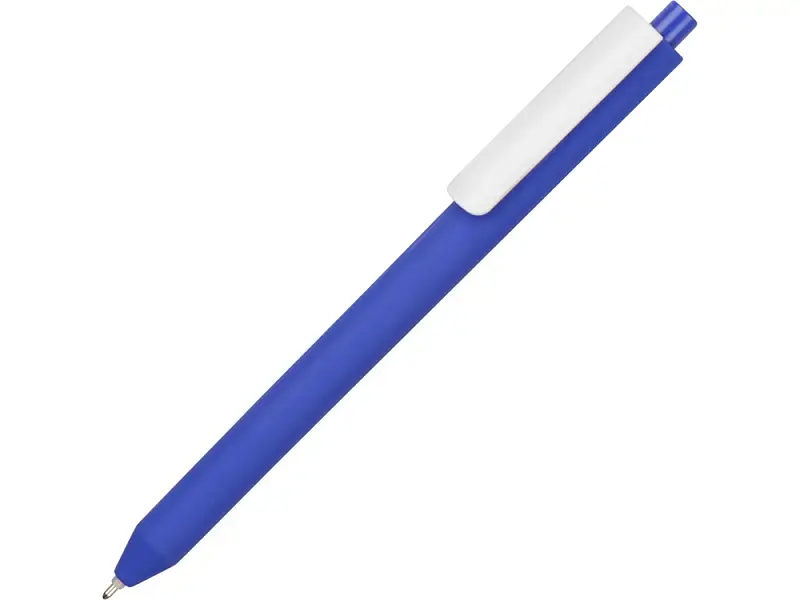 Ручка шариковая Pigra модель P03 PRM софт-тач, синий/белый - p03prm-901