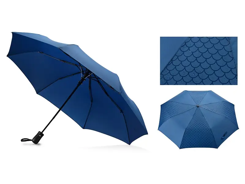 Зонт-полуавтомат складной Marvy с проявляющимся рисунком, синий - 906302