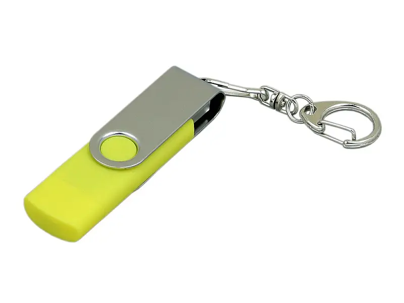 Флешка с  поворотным механизмом, c дополнительным разъемом Micro USB, 16 Гб, желтый - 7030.16.04