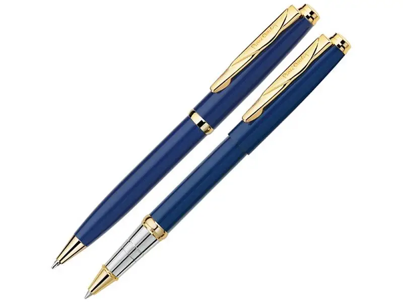 Набор: шариковая ручка и ручка-роллер PEN & PEN. Pierre Cardin, синий/серебристый/золотистый - 417546