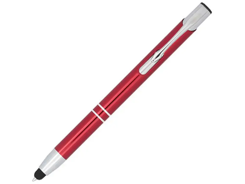Шариковая кнопочная ручка-стилус Moneta из анодированного алюминия, красный - 10729809