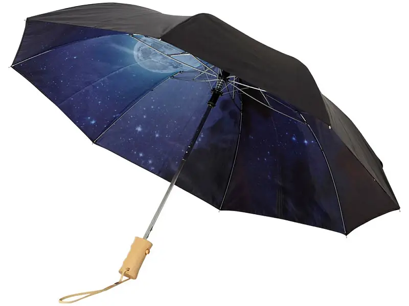 Зонт Clear night sky 21 двухсекционный полуавтомат, черный - 10909600