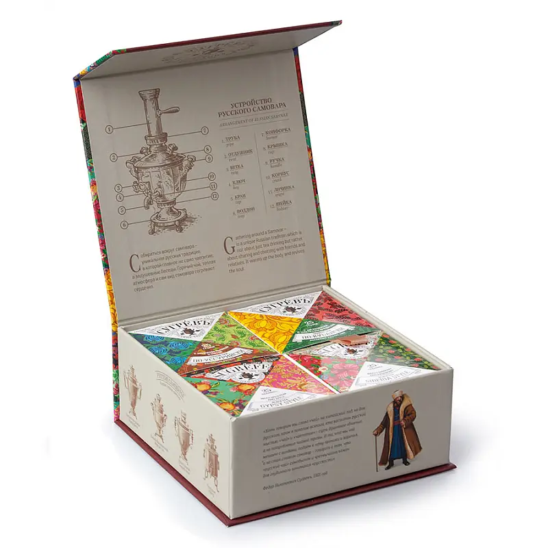 Набор Сугревъ в картонной коробке с 4-я чаями - 90028