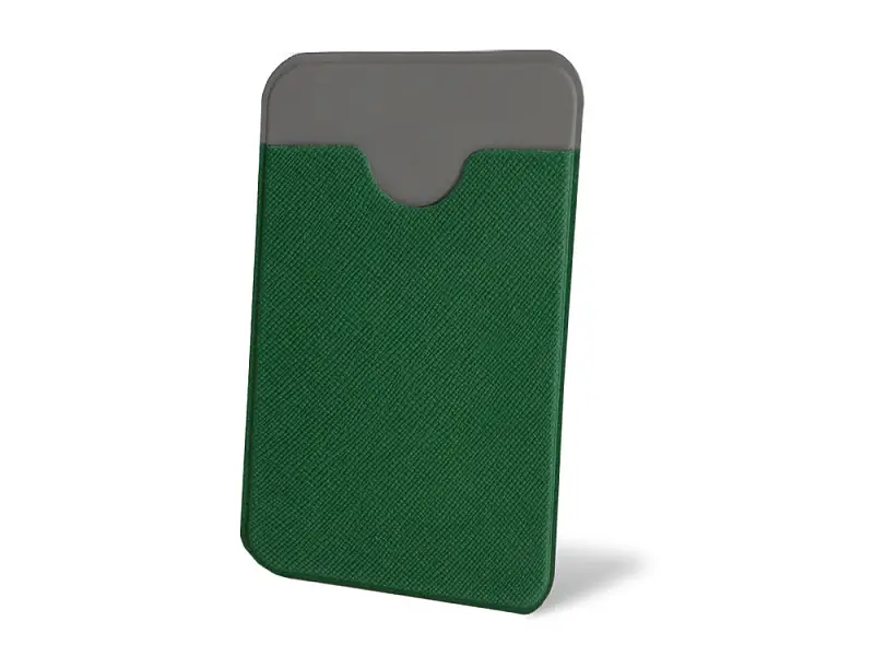 Чехол-картхолдер Favor на клеевой основе на телефон для пластиковых карт и и карт доступа, темно-зеленый - 7319.13