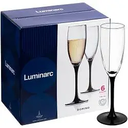 Набор из 6 бокалов для шампанского «Домино», высота 22,3 см, верхний диаметр 5,1 см, диаметр основания 6,8 см, упаковка 23х21,8х14,5 см