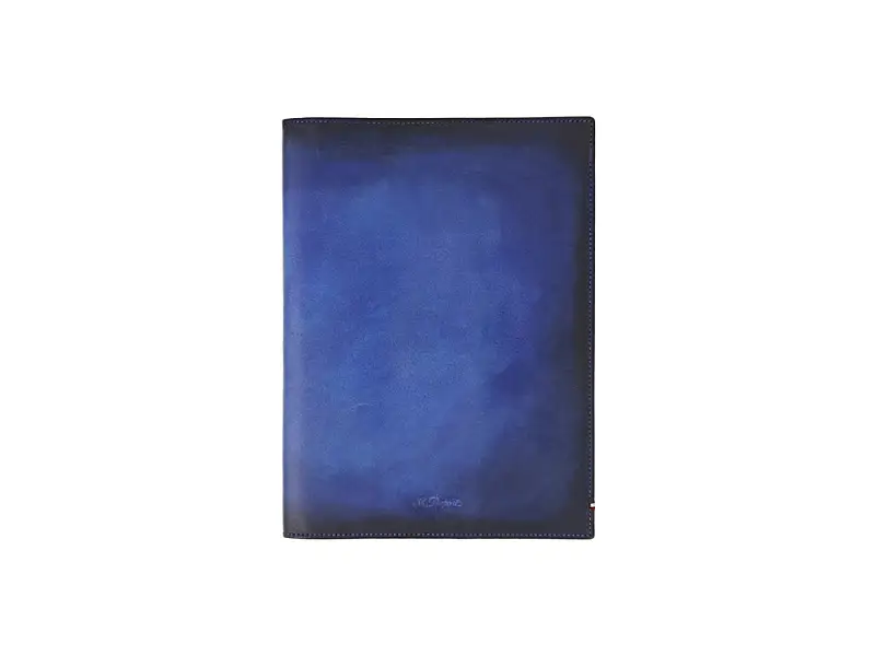 Обложка д/ежедневника, ATELIER, темно-синяя патин. теляч. кожа, логотип S.T. Dupont, формат А5