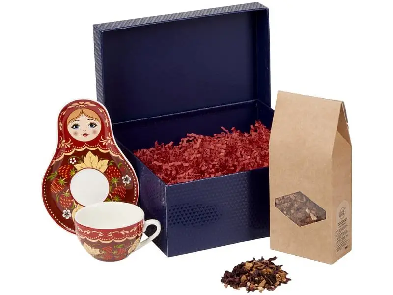 Подарочный набор: чайная пара, чай Глинтвейн, синий - 94826