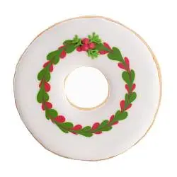 Печенье «Рождественский венок», диаметр: 8 см; подложка: 8х11 см