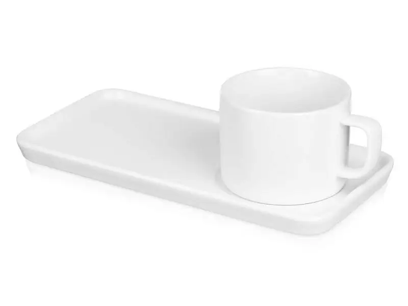 Чайная пара Bristol: блюдце прямоугольное, чашка, коробка, белый - 87142.06