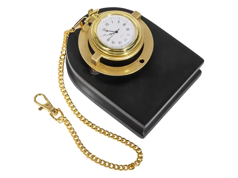 Часы Магистр с цепочкой на деревянной подставке, золотистый/черный (без шильда) - 140509.1