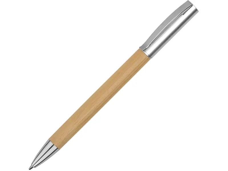 Ручка бамбуковая шариковая Saga, хром/бамбук - 11532.05