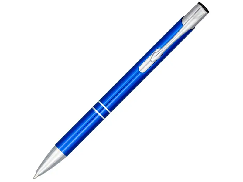 Кнопочная шариковая ручка Moneta из анодированного алюминия, черные чернила, cиний - 10758301