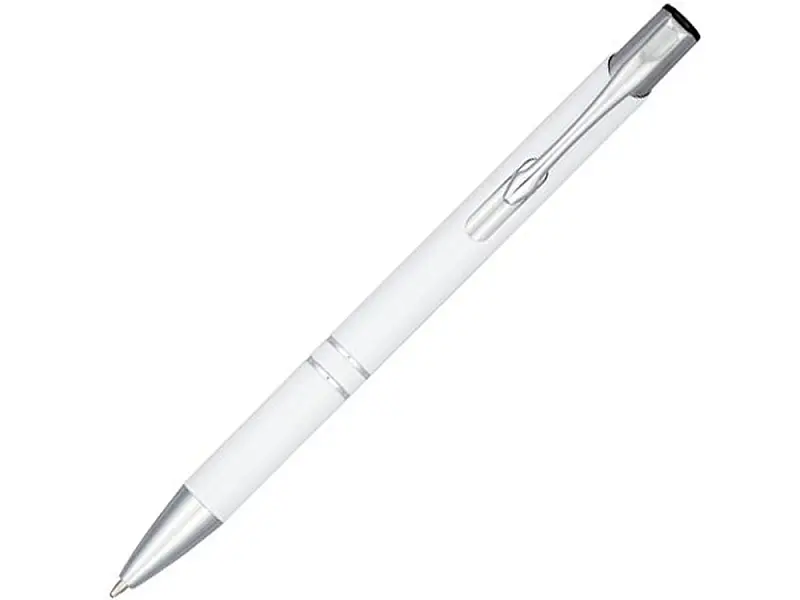 Кнопочная шариковая ручка Moneta из анодированного алюминия, синие чернила, белый - 10716301