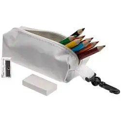 Набор Hobby с цветными карандашами, ластиком и точилкой, пенал: 11х5х3 см; карандаш 8,7х0,5 см; ластик 4х0,5х2 см; точилка: 2,5х1х0,8 см