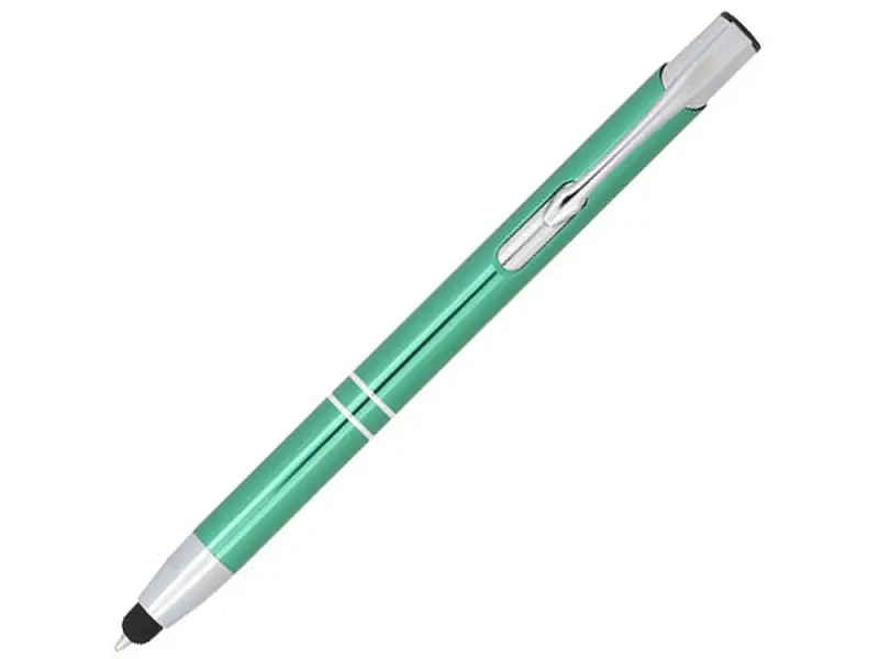 Шариковая кнопочная ручка-стилус Moneta из анодированного алюминия, зеленый - 10729812