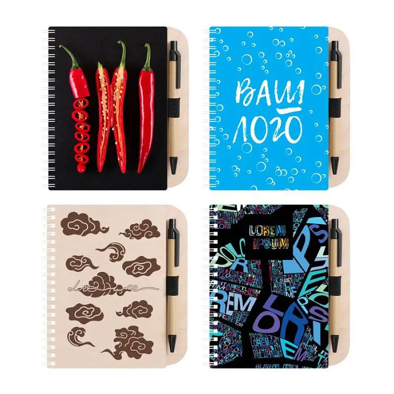 Блокнот на пружине Woodpad на заказ, 14,7х17,1 см