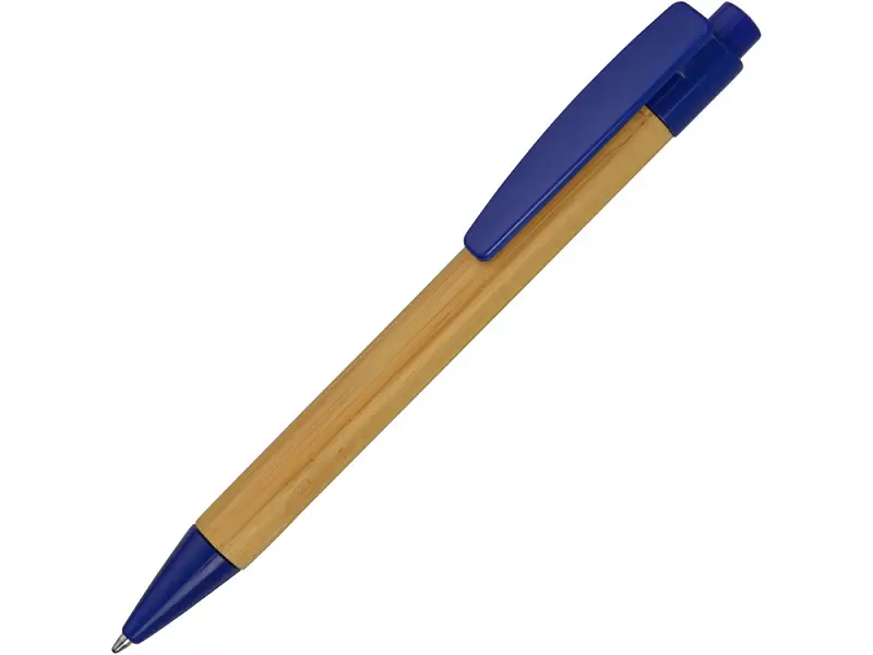 Ручка шариковая Borneo из бамбука, синий, черные чернила - 10632201