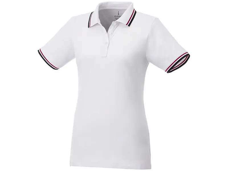 Женская футболка поло Fairfield с коротким рукавом с проклейкой, белый/темно-синий/красный - 3810301XS